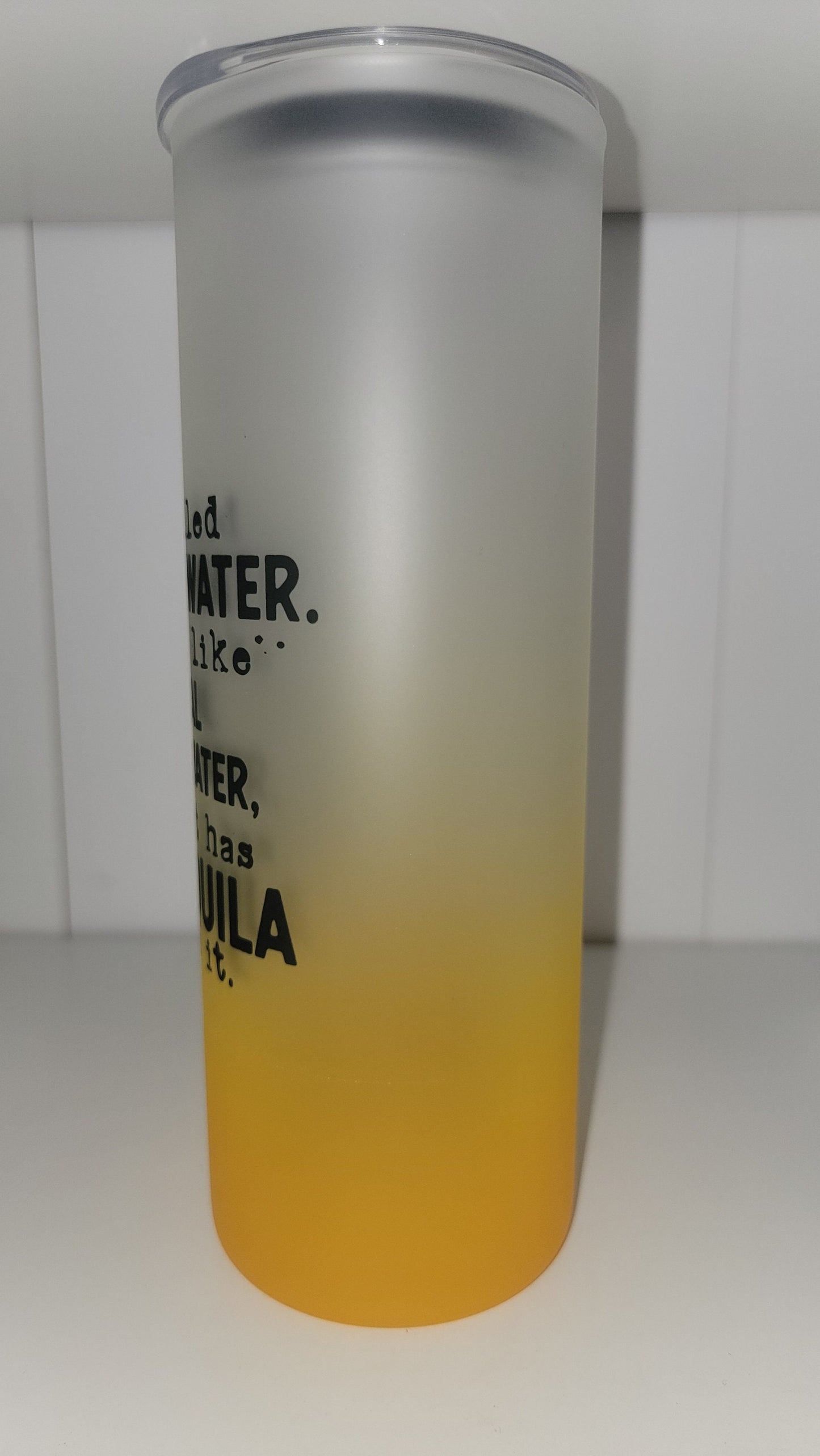Yellow Ombre Tequila Frosted 25 oz glass tumbler!