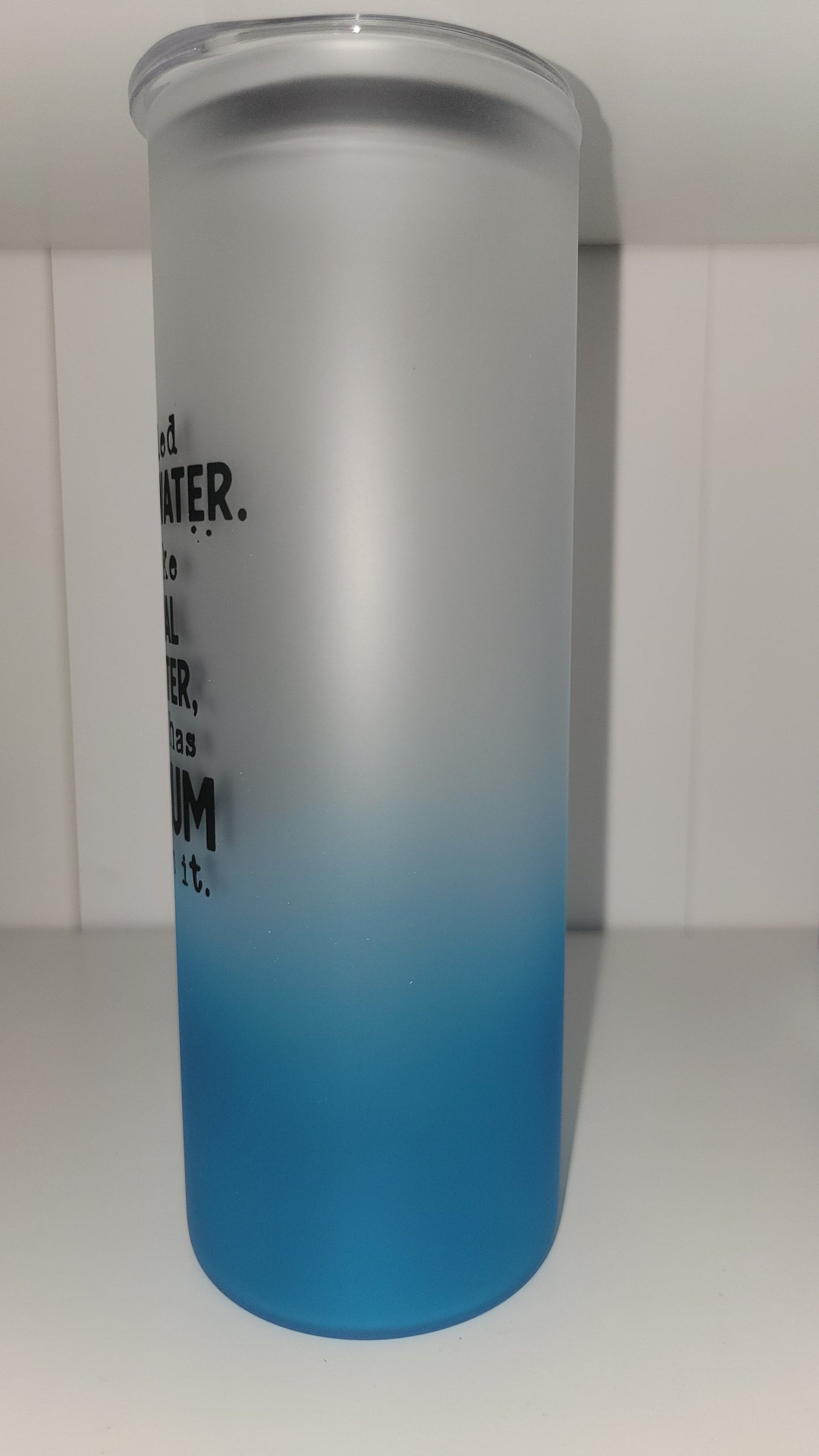 Blue Ombre Rum Frosted 25 oz glass tumbler!