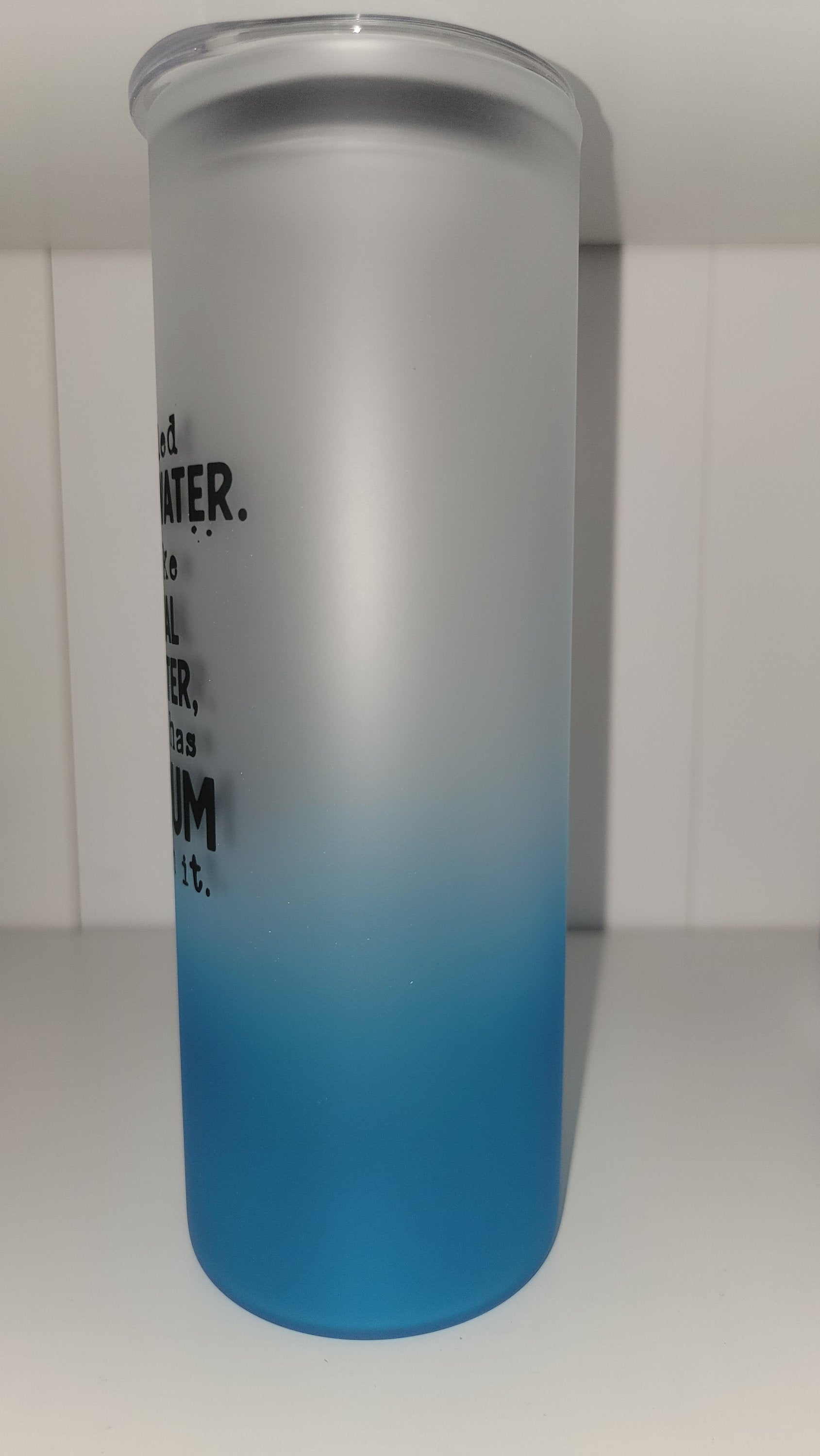Blue Ombre Rum Frosted 25 oz glass tumbler!