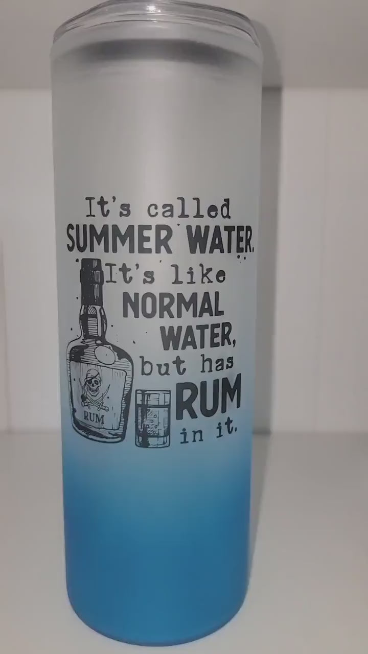 Blue Ombre Rum Frosted 25 oz glass tumbler!